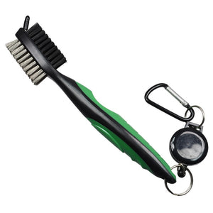 Golf Club Brush with Retractable Zip-line Carabiner