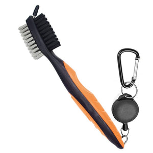 Golf Club Brush with Retractable Zip-line Carabiner